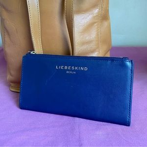 LIEBESKIND  Navy Blue Genuine Leather Bifold Wallet